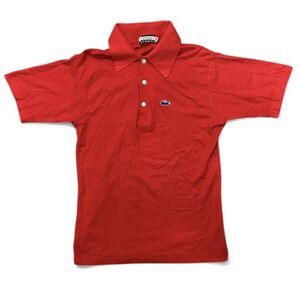 Vintage 60s Izod Lacoste Polo Shirt Mens M Red Blue Croc Collared Made In USA